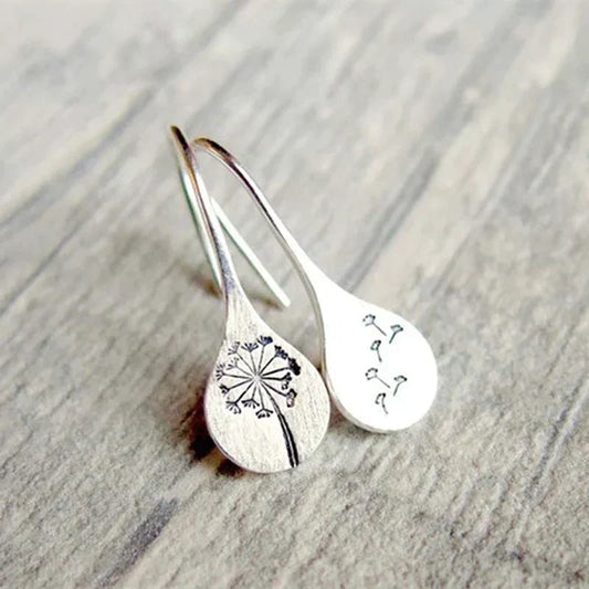 Silver-tone Vintage Flower Earrings