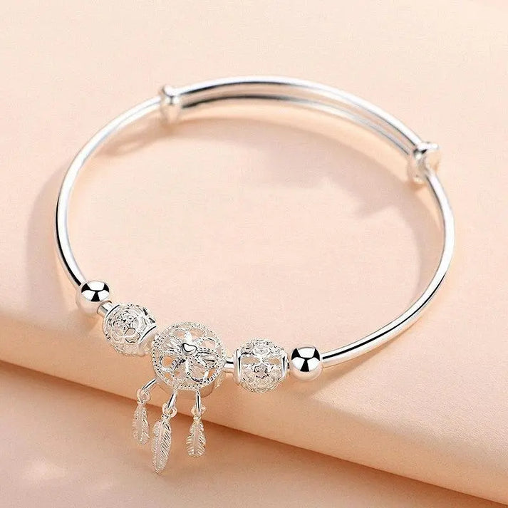 Adjustable Silver-tone Dreamcatcher Bracelet