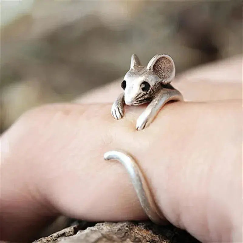 Vintage Silver-tone mouse ring
