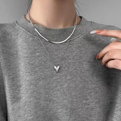 Silver-tone Bohemian Heart Necklace