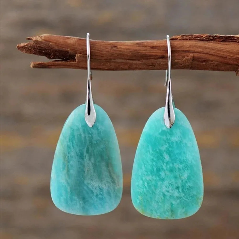 Vintage Blue-Green Stone Earrings