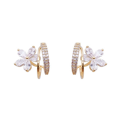 Gold-tone Floral Cubic Zirconia Earrings