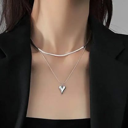 Silver-tone Bohemian Heart Necklace