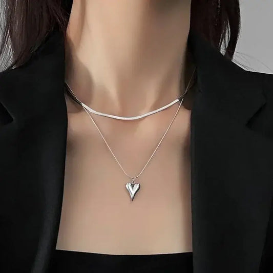 Silver-tone Bohemian Heart Necklace