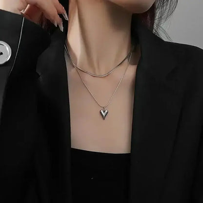 Silver-tone Bohemian Heart Necklace