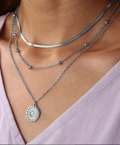 Silver-tone Triple Necklace