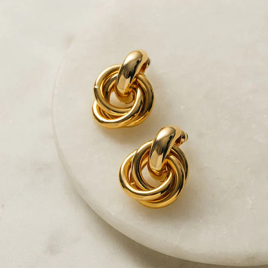 Interlocking Statement Earrings | White Gold-tone