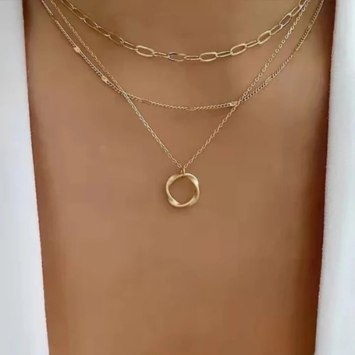 Carmen - Vintage necklace with chain and pendant, golden