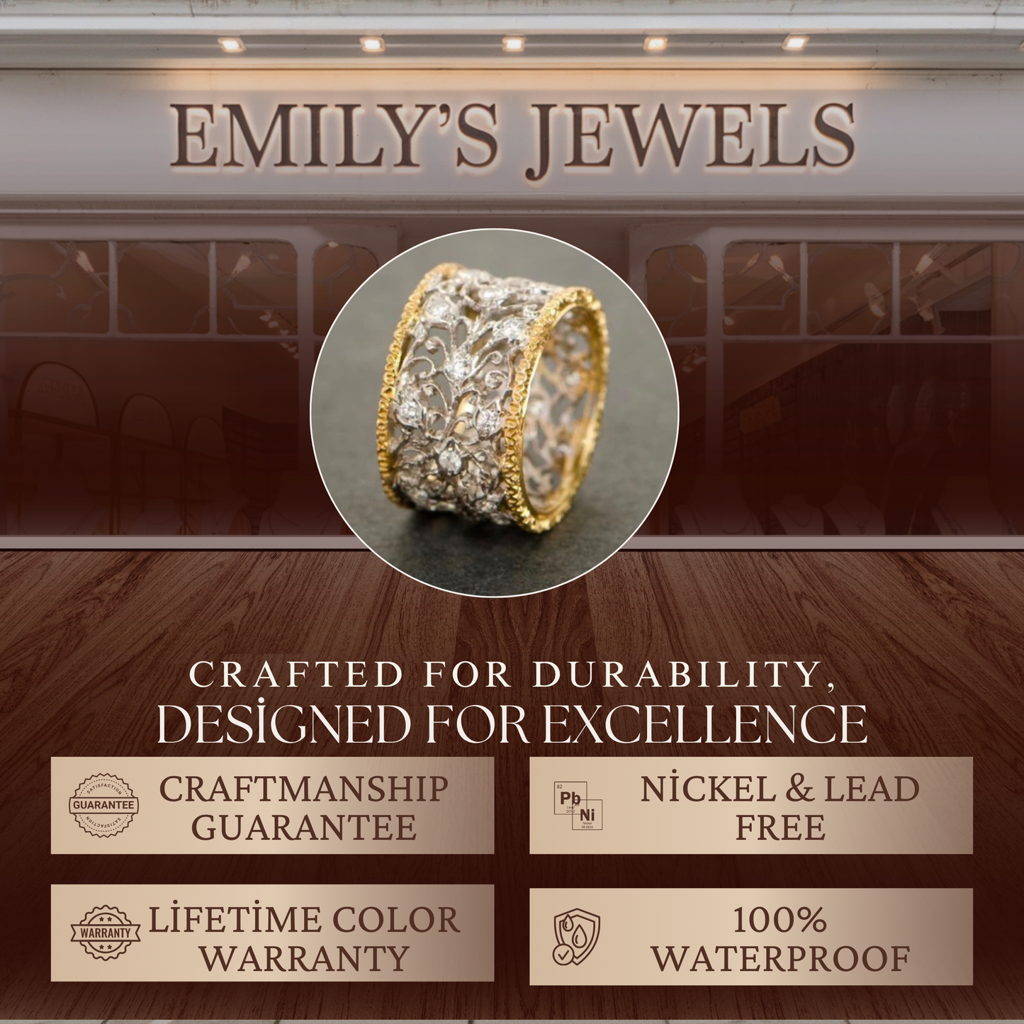 Claudia - Vintage ivy-shaped cubic zirconia ring
