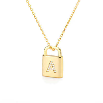 Gold-tone Initial Padlock Necklace