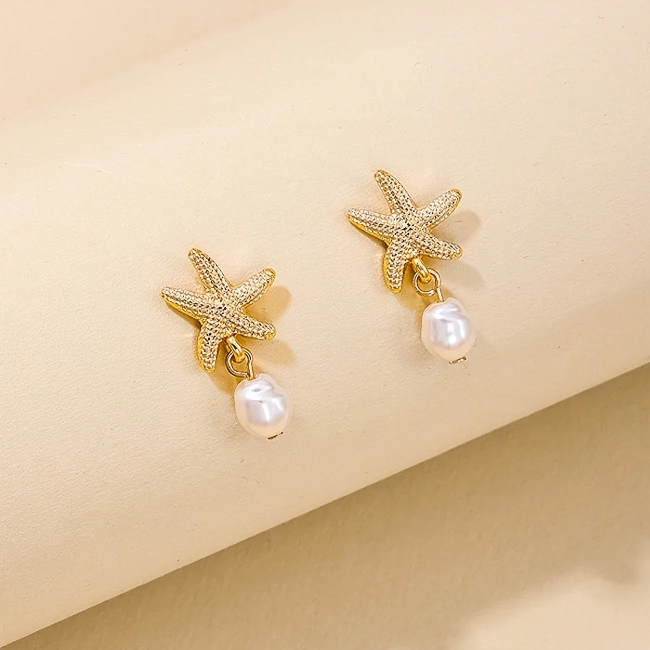 Elegant Starfish with Bead Tassel Earrings