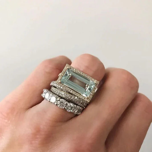 Vintage Silver-tone and Blue-Green Ring
