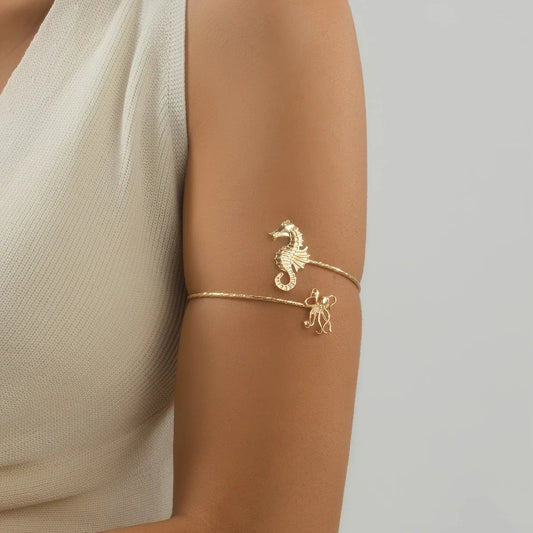Adjustable Gold-tone Seahorse Cuff