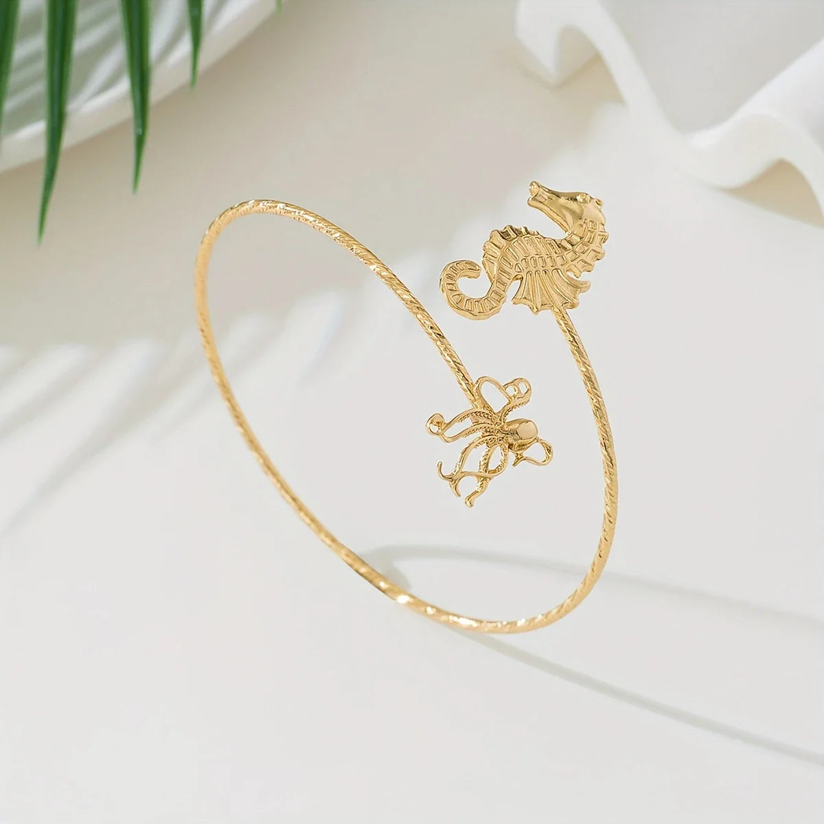 Adjustable Gold-tone Seahorse Cuff