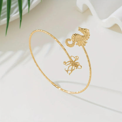 Adjustable Gold-tone Seahorse Cuff
