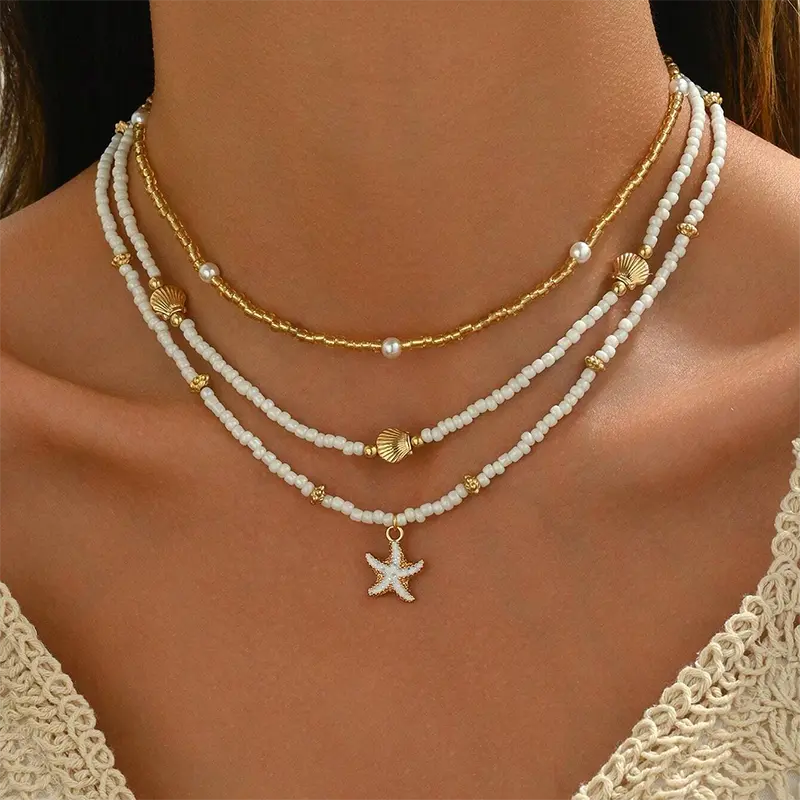 Sea Breeze Necklace with Tropical Beads