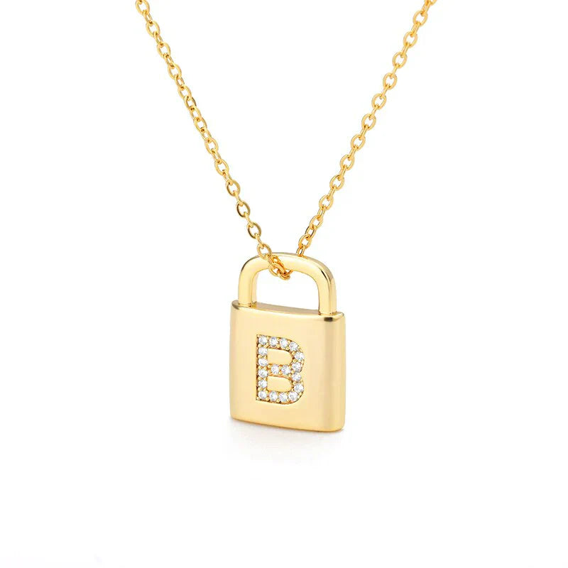 Gold-tone Initial Padlock Necklace