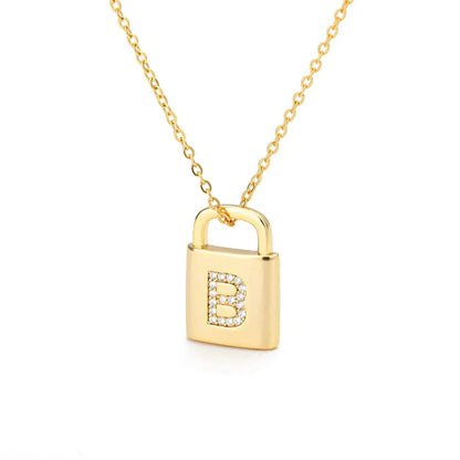 Gold-tone Initial Padlock Necklace