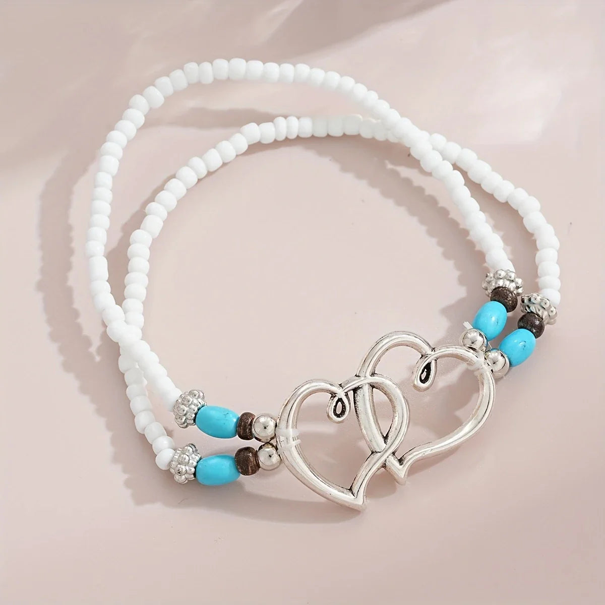 Silver-tone Heart Necklace and Bracelet Set