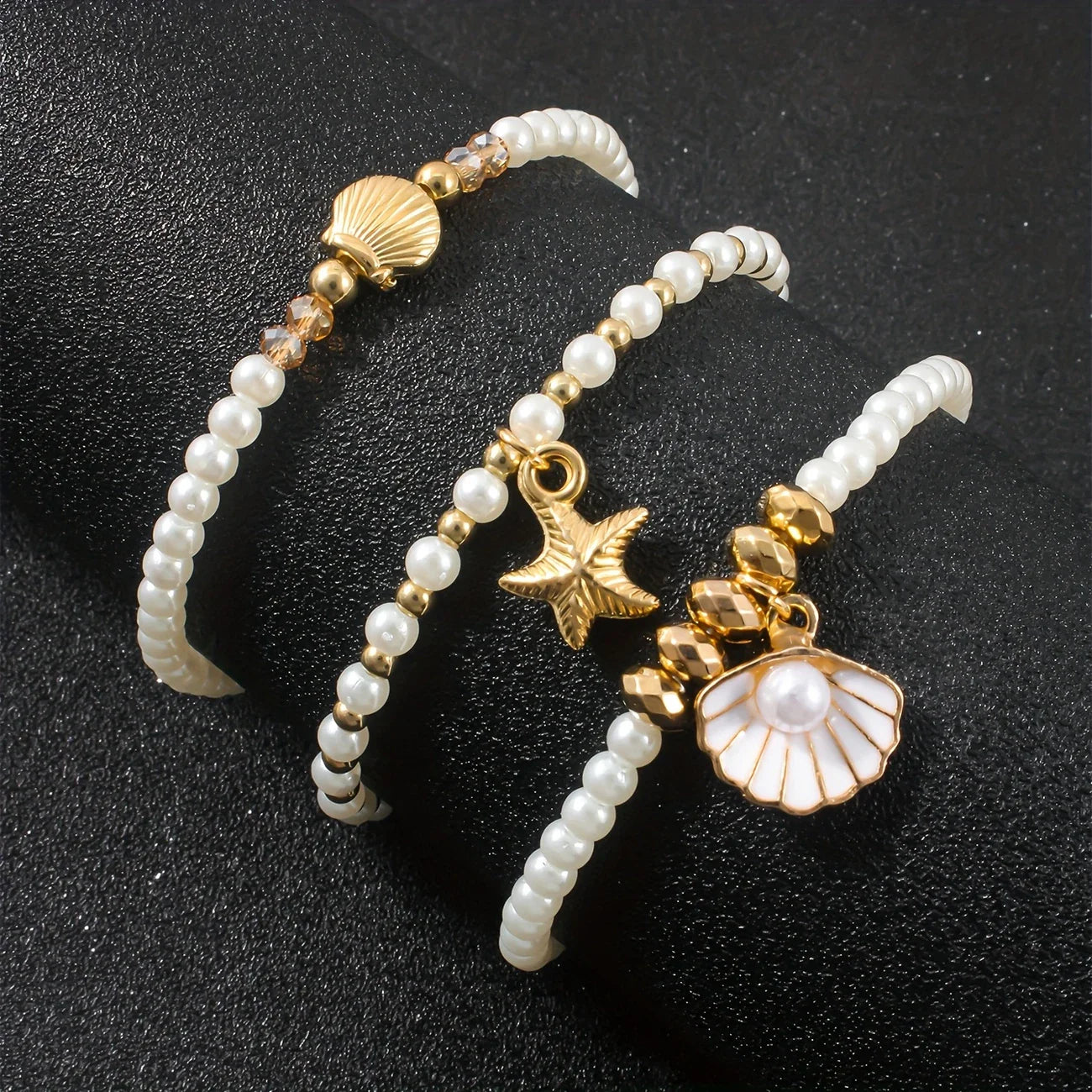 Set of 3 Elegant Bead Bracelets