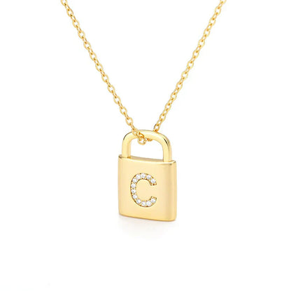 Gold-tone Initial Padlock Necklace