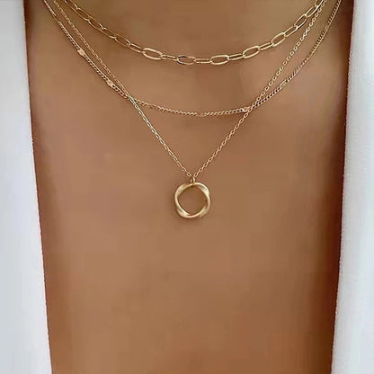 Vintage layered chain pendant necklace