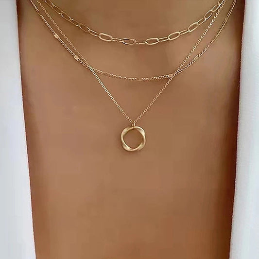 Vintage layered chain pendant necklace