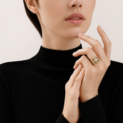 Vintage Gold-tone Cubic Zirconia Ring