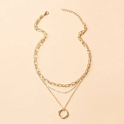 Vintage layered chain pendant necklace