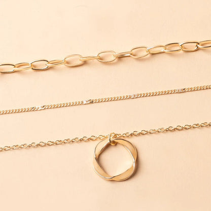 Vintage layered chain pendant necklace