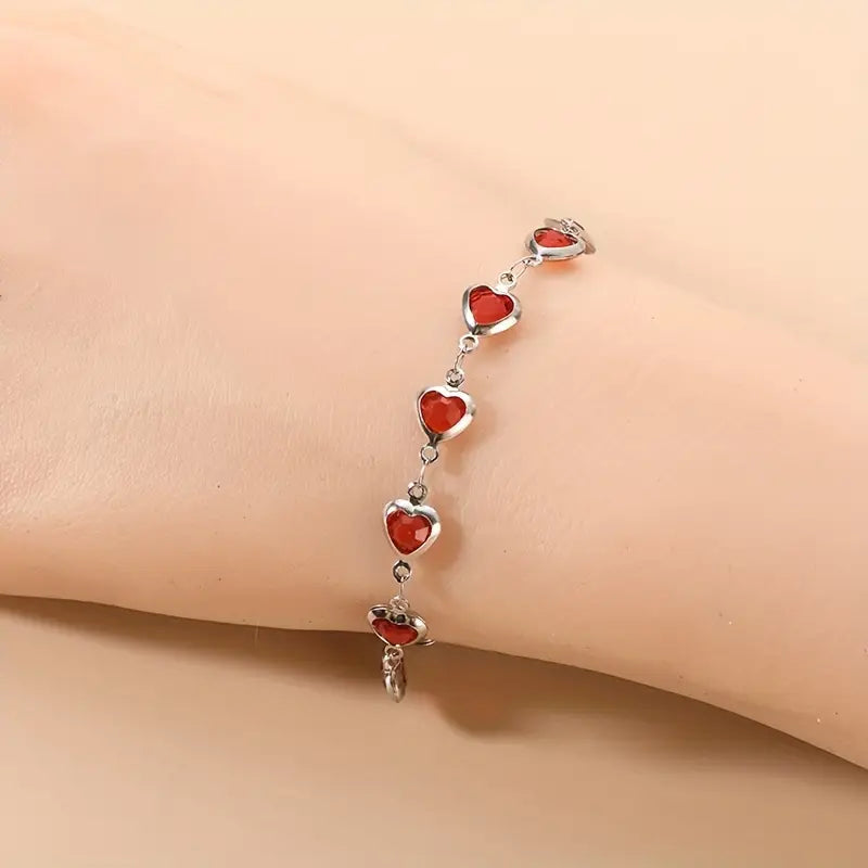 Ophelyra Garnetelle Bracelet | White Gold-tone