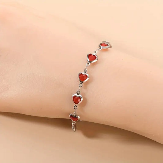 Ophelyra Garnetelle Bracelet | White Gold-tone