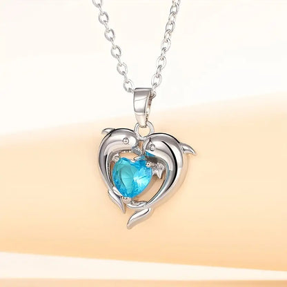 Oceanheart Twin Necklace | White Gold-tone