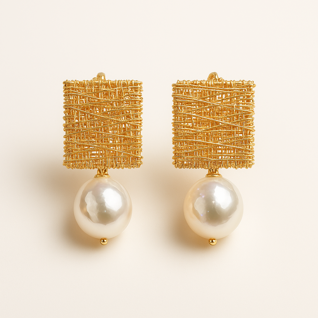 Vintage golden thread Bead earrings