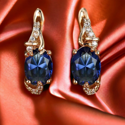 Royal Midnight Dangle Earrings | Gold-tone