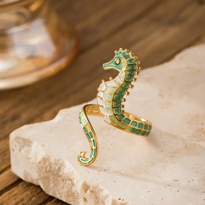 Adjustable Bohemian Style Seahorse Ring
