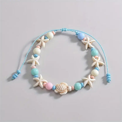 Infinity Ocean Anklet with Acrylic Bead Cord