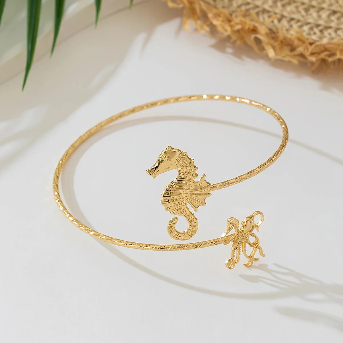 Adjustable Gold-tone Seahorse Cuff