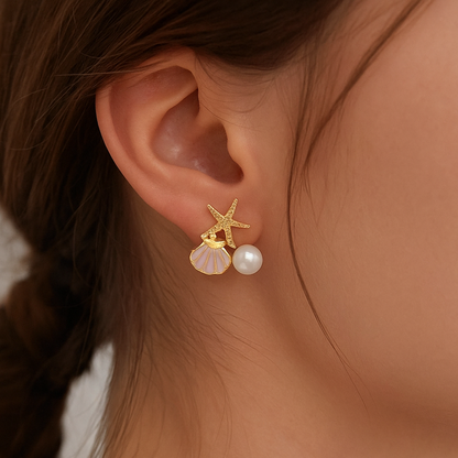 Everyday Starfish and Shell Design Earrings