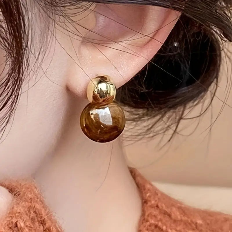 Aurélie Amber Dangle Earrings | Gold-tone
