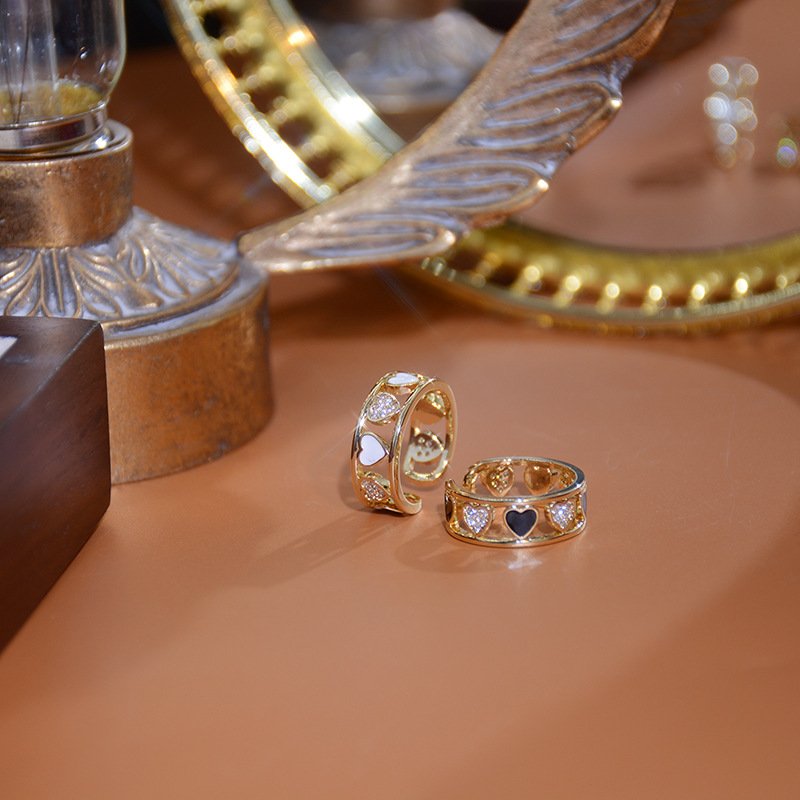 Double-Set Cubic Zirconia Open Heart Ring