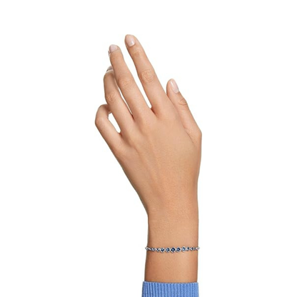 Round Cut Blue Accent Tennis Bracelet | White Gold-tone