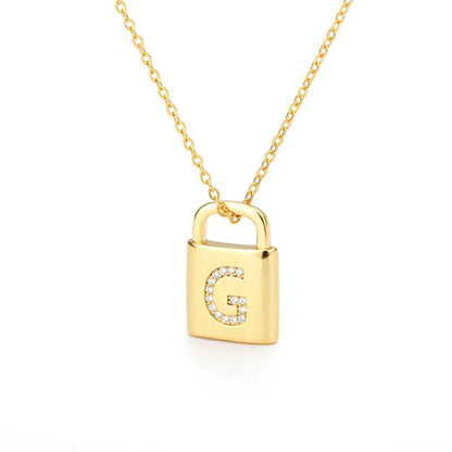 Gold-tone Initial Padlock Necklace