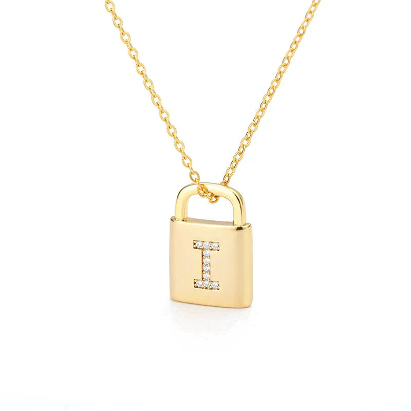 Gold-tone Initial Padlock Necklace