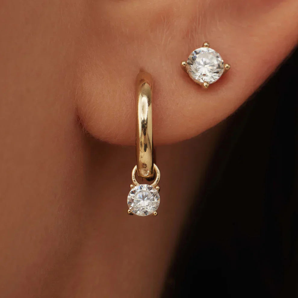 Larmes de Lune Stone Hoop Earrings | Gold-tone