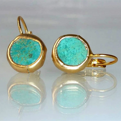 Gold-tone Blue-Green Stone Earrings