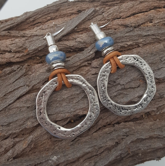 Vintage Silver-tone Circle Earrings