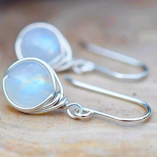 Silver-tone Milky Stone Drop Earrings