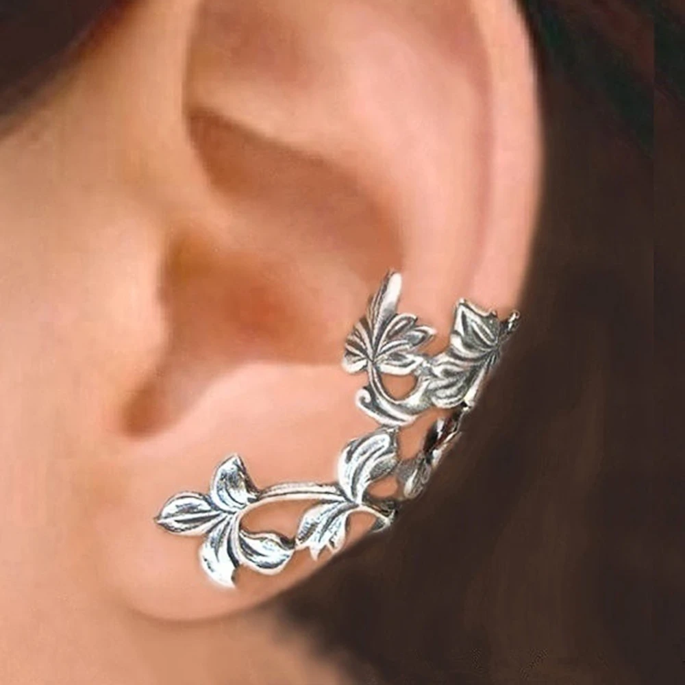 Vintage Silver-tone Leaf Earrings
