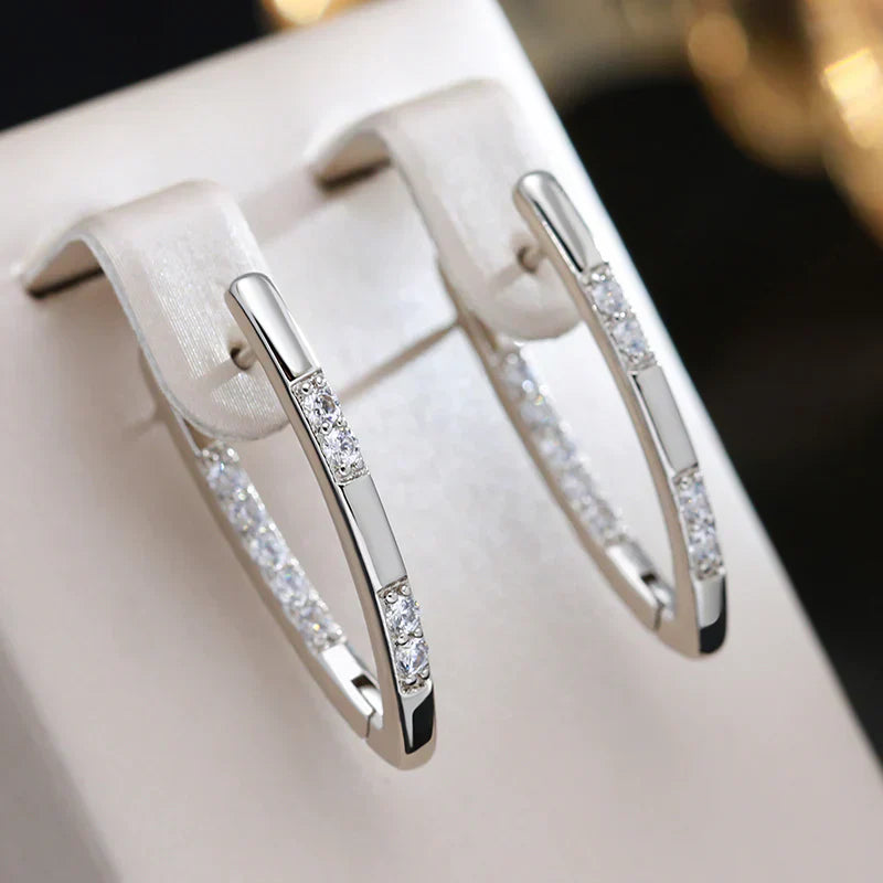Elegant golden cubic zirconia earrings